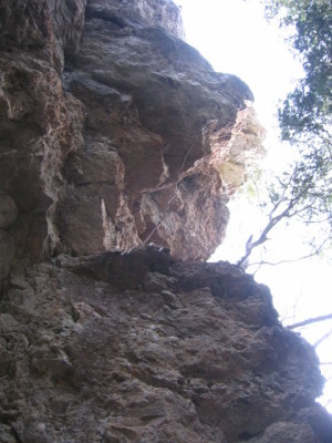 岩登りの練習岩壁
